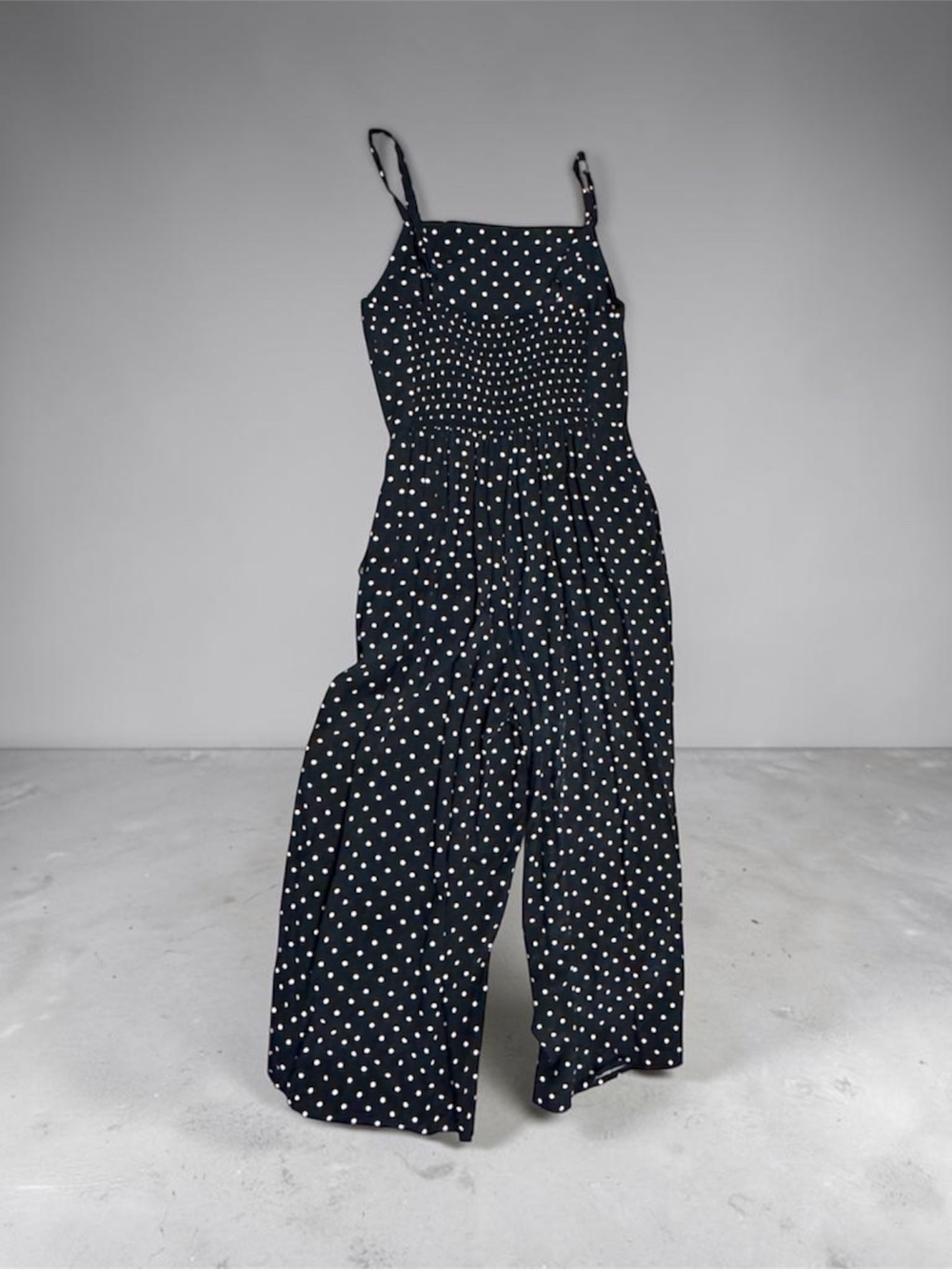 Old Navy Black Polka Dot Wide-Leg Jumpsuit